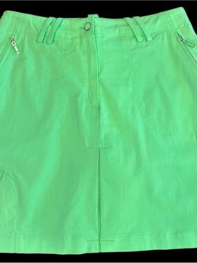 DKNY Neon Green Golf Skort Zip Pocket Detail
